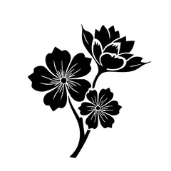 Black and White Floral Vector Illustration: Minimalist Flower Design