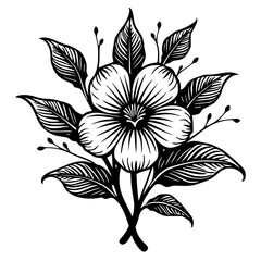Elegant Black and White Floral Illustration: Botanical Line Art Design