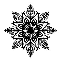 Intricate Black & White Floral Mandala Illustration