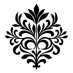 Elegant Black and White Floral Damask Design Element