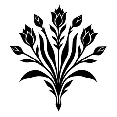 Black & White Floral Vector: Elegant Botanical Ornament Design
