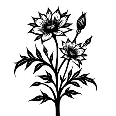Elegant Floral Vector Illustration: Black & White Line Art for Design