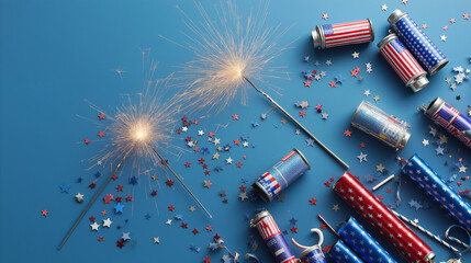 Minimal digital graphic style illustration about celebrating American Independence Day.