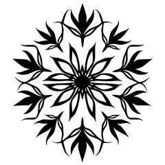 Fototapeta premium Bold Black Floral Mandala on White Background