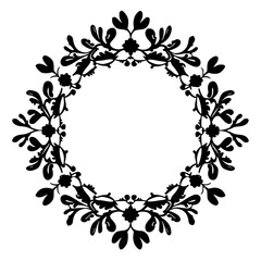Elegant Black Floral Circle Frame, Decorative Vintage Design