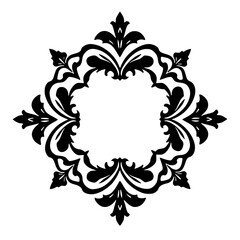 Elegant Black Flourish Frame on White, Floral Design, Vector Graphic