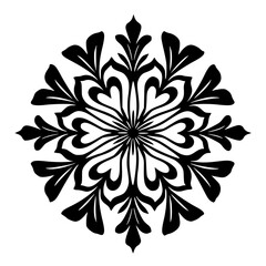 Elegant Black Mandala Design: Floral, Decorative, and Symmetrical on White