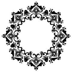 Elegant Black Floral Frame on White Background