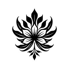 Elegant Floral Ornament in Black and White, Minimalist Design