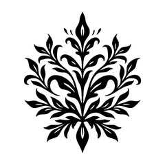 Elegant Black and White Floral Damask Vector Illustration