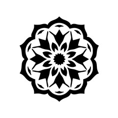 Elegant Black & White Floral Mandala Design on White Background