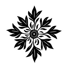 Elegant Black & White Floral Design Element on White Background
