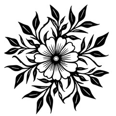 Elegant Black and White Floral Design: Botanical Illustration