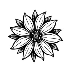 Bold Floral Mandala in Black and White: Elegant Design
