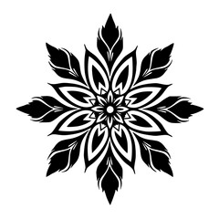 Geometric Black and White Flower Mandala, Symbolic Floral Design