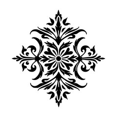 Black & White Ornamental Flourish Design Element, Symmetric & Decorative