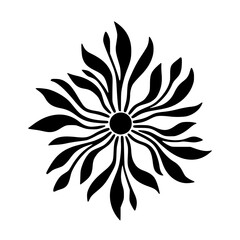 Monochromatic Floral Ornament Vector, Black and White, Minimalist Design