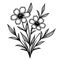 Black and White Floral Illustration: Minimalist Flower Bouquet