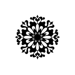 Black and White Floral Mandala Design, Vector Illustration