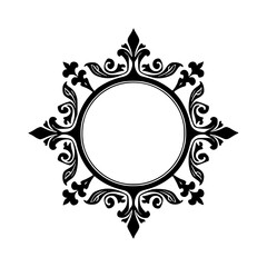 Elegant Monochromatic Floral Crest with Central Circle