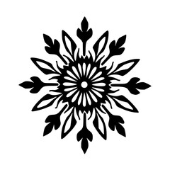Black and White Ornamental Floral Design on White Background