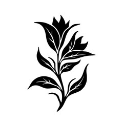 Minimalist Floral Illustration: Black Silhouette on White Background