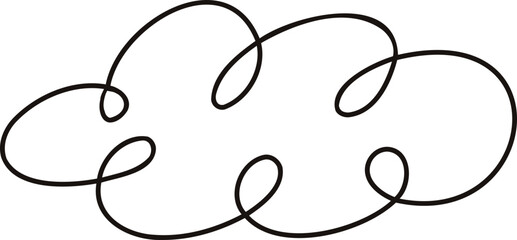 Curly Cloud Line Art Hand Drawn Illustration