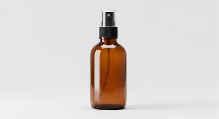 Apothecary amber glass spray bottle for cosmetic or pharmaceutical products