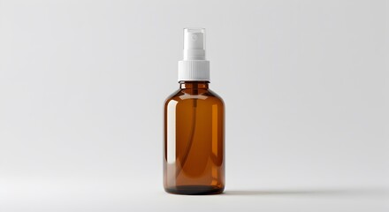 Amber Spray Bottle Mockup on White Background for Cosmetic or Medical Uses