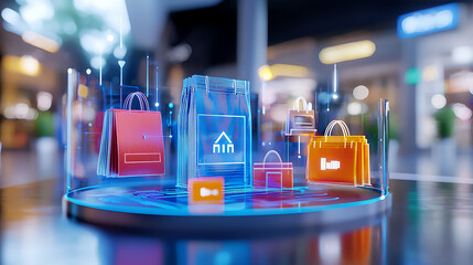 Digital shopping experience retail center 3d visuals interactive environment futuristic view consumer engagement