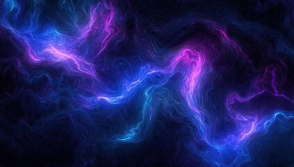 Fototapeta premium Abstract background featuring blue and purple wavy lines with glowing accents on a dark backdrop, ideal for presentation design or conceptual digital art.