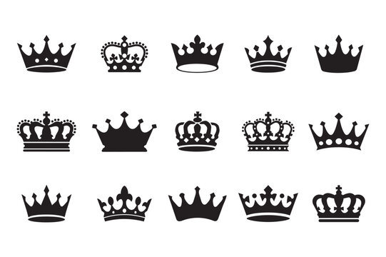crown icons set silhouette vector, king crown icon vector illustration  - Powered by Adobe