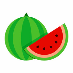 watermelon vector and watermelon slice icon isolated on white background