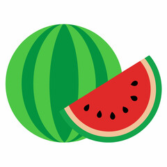 watermelon vector and watermelon slice icon isolated on white background