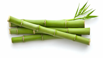 Obraz premium Group Of Fresh Green Bamboo Shoots On White Background