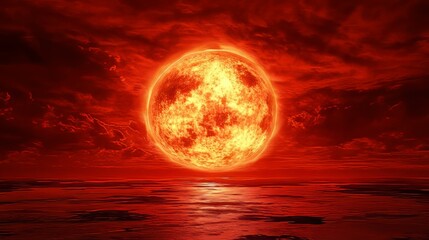 Dramatic dark red sky at sunset  a striking background for halloween and apocalyptic themes