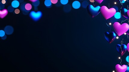Colorful Hearts with Bokeh Lights in Background for Romantic or Love Themes