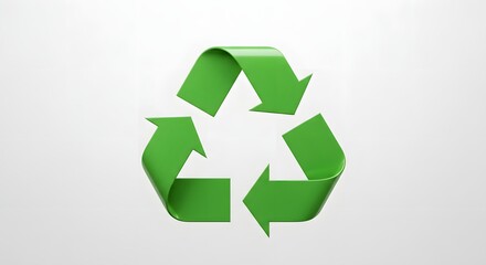 Obraz premium Green recycling icon on light background symbolizing sustainability, ecology and environmental responsibility, perfect for eco-friendly campaigns