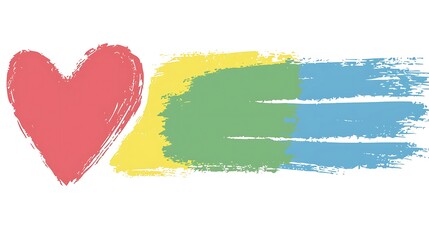 Colorful Heart Brush Stroke Design on White Background for Love and Emotion Concepts