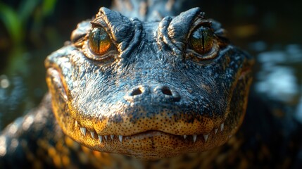Obraz premium Close-up of an Alligator's Face: A Majestic Reptile Portrait