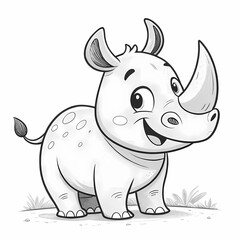 Fototapeta premium rhino cartoon coloring page