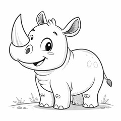Fototapeta premium rhino cartoon coloring page