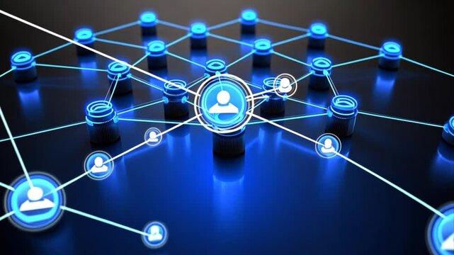 Digital network connections concept showcasing interpersonal relationships represented by glowing nodes and interconnecting lines symbolizing communication