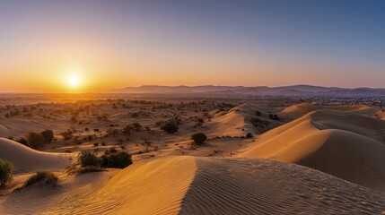 Sunrise paints the Thar's sand dunes in vibrant hues of orange and gold - photography awe-inspiring clouds travel impressive