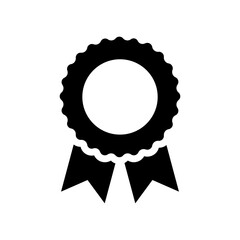 simple award medal icon. black silhouette badge isolated on white background