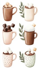 Delicious hot chocolate in cozy mugs.