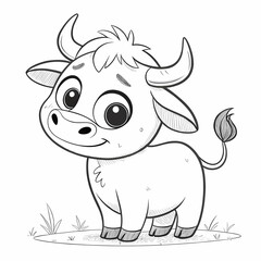 Fototapeta premium Printable coloring page with a cute cartoon cow. Perfect for kids to color in.