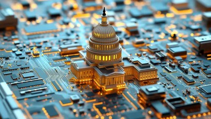 Capitol Building on Circuit Board Representation