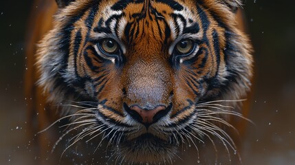 Fototapeta premium Majestic Sumatran Tiger Portrait: A Close Encounter with Nature's Apex Predator
