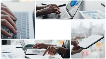 Collage video showing various digital device usage scenes